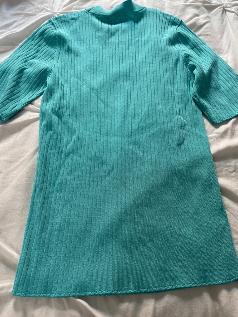 Ann Taylor Ribbed Short Sleeve Top in Teal - Picture 6 of 6